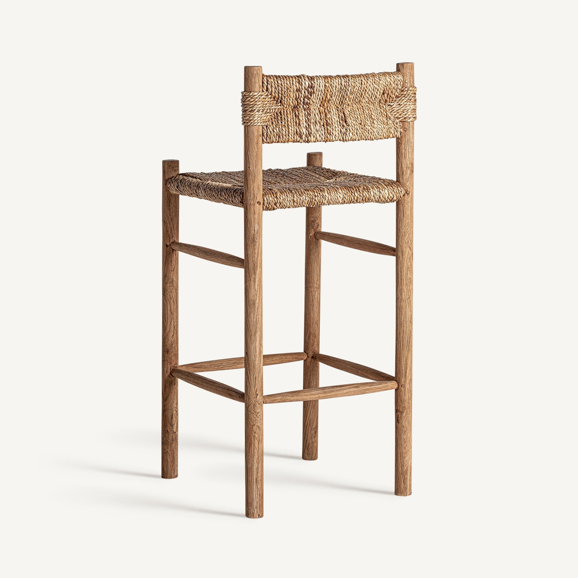 Tabouret de bar bois de teck et fibre naturelle | VICAL Voghera | REMO-HOME, mobilier design et décoration d'intérieur