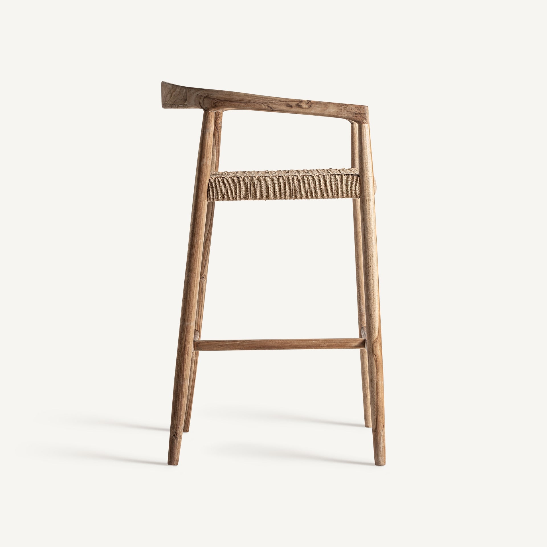 Tabouret de bar large teck et fibre naturelle | VICAL Caen | REMO-HOME, mobilier design et décoration d'intérieur