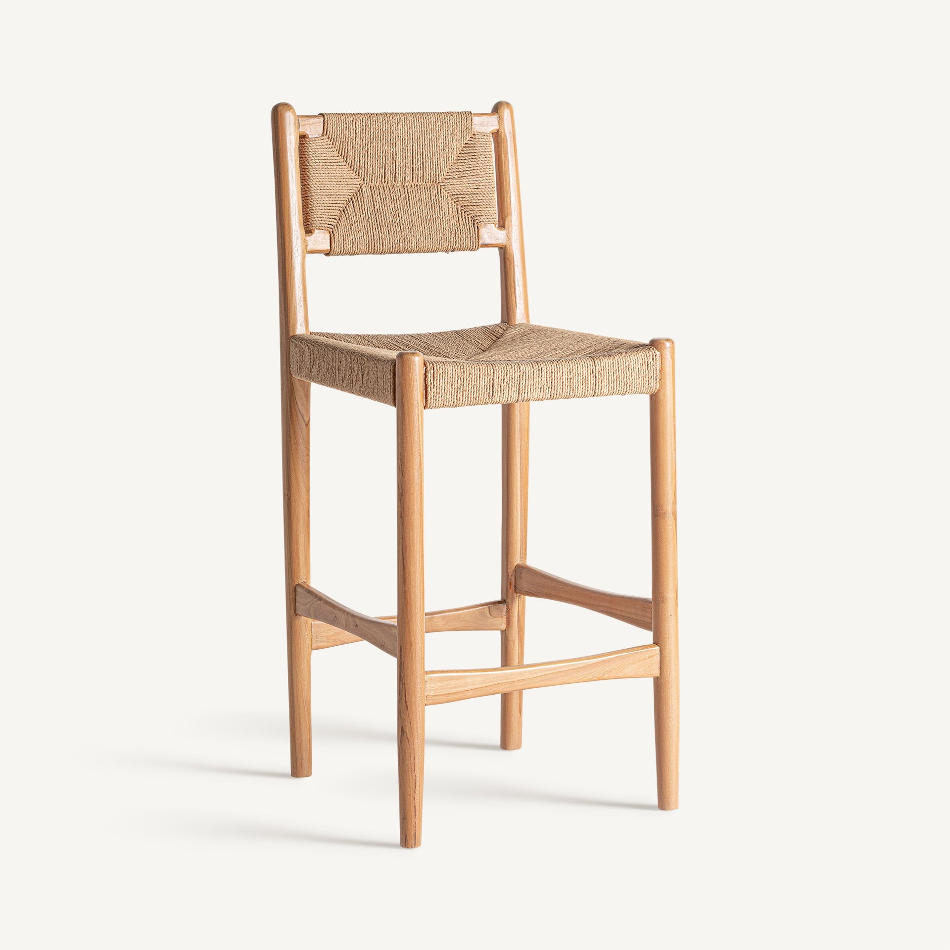 Tabouret de bar teck naturel et assise chanvre | VICAL Agia | REMO-HOME, mobilier design et décoration d'intérieur