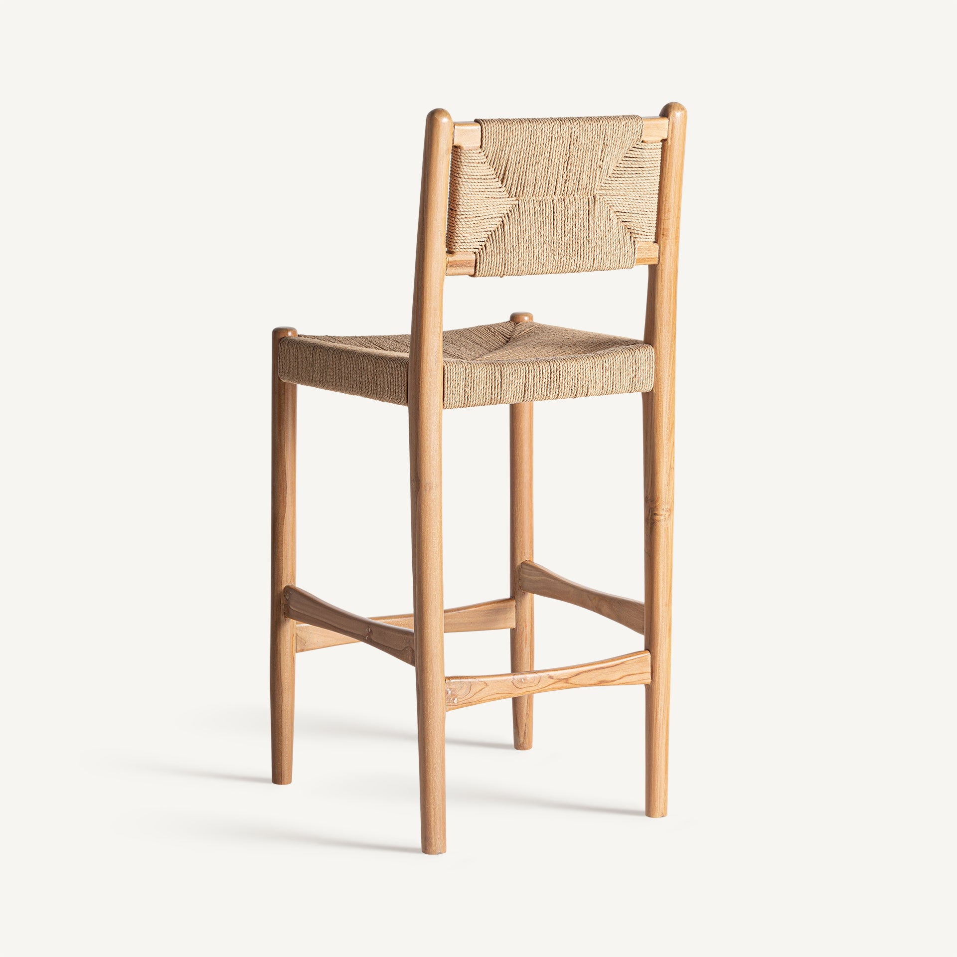 Tabouret de bar teck naturel et assise chanvre | VICAL Agia | REMO-HOME, mobilier design et décoration d'intérieur