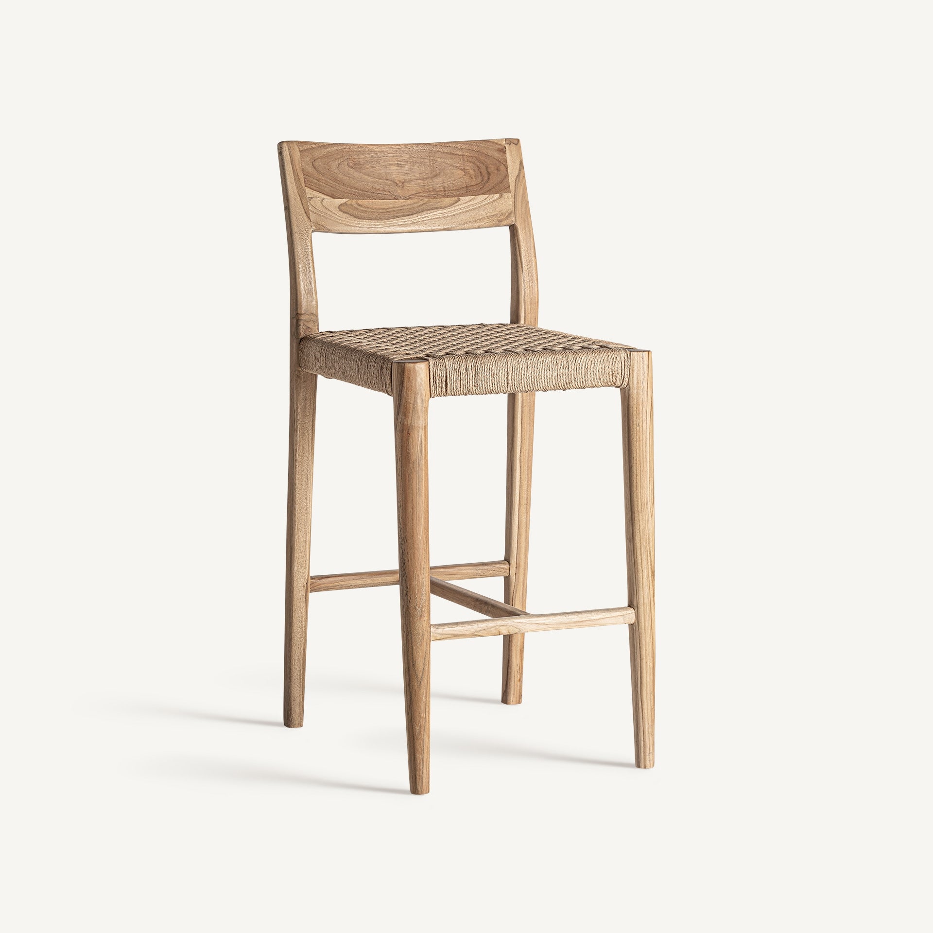 Tabouret haut bois de teck et paille tressée | VICAL Vercelli | REMO-HOME, mobilier design et décoration d'intérieur