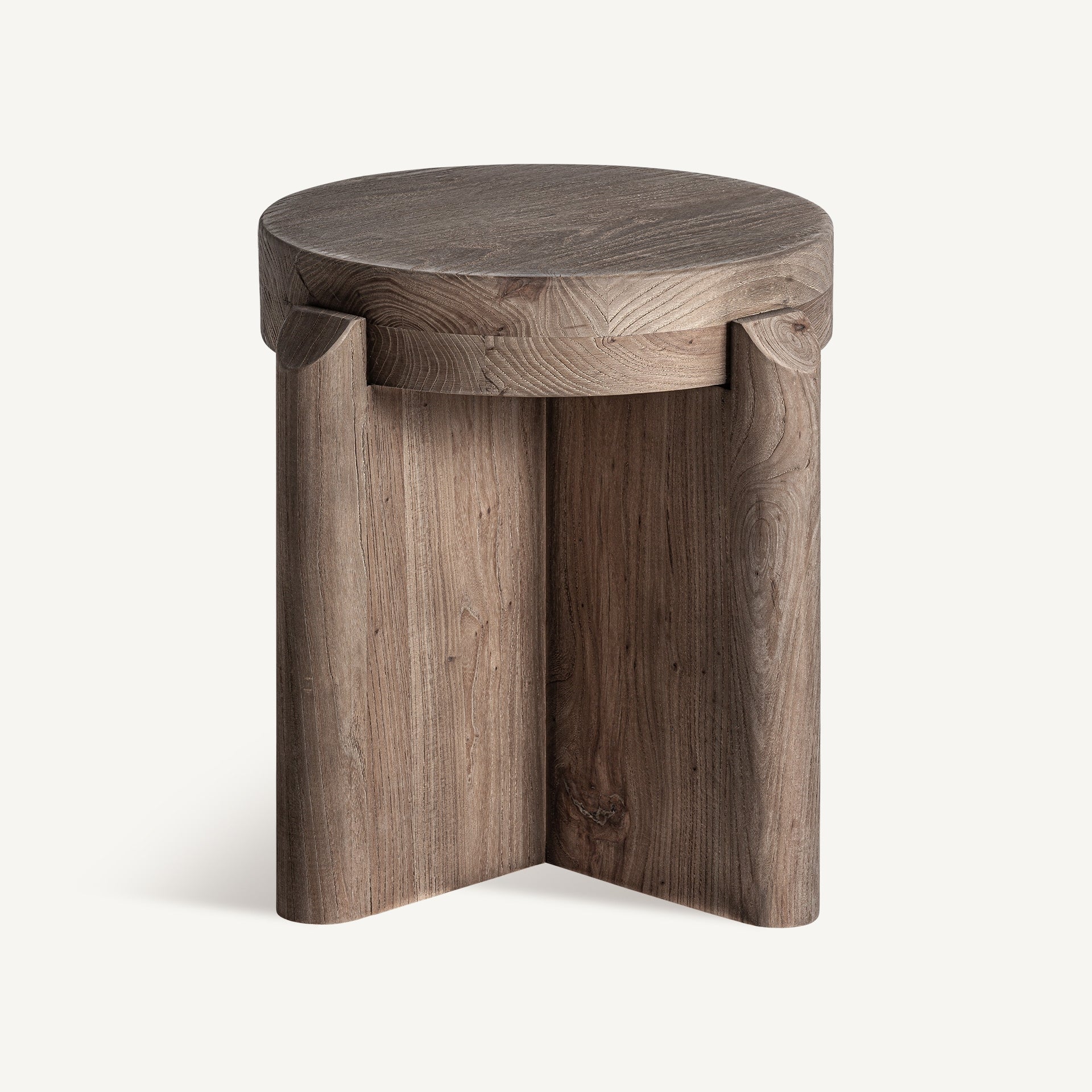 Tabouret rond bois d'orme sculptural marron | VICAL Jacquard | REMO-HOME, mobilier design et décoration d'intérieur