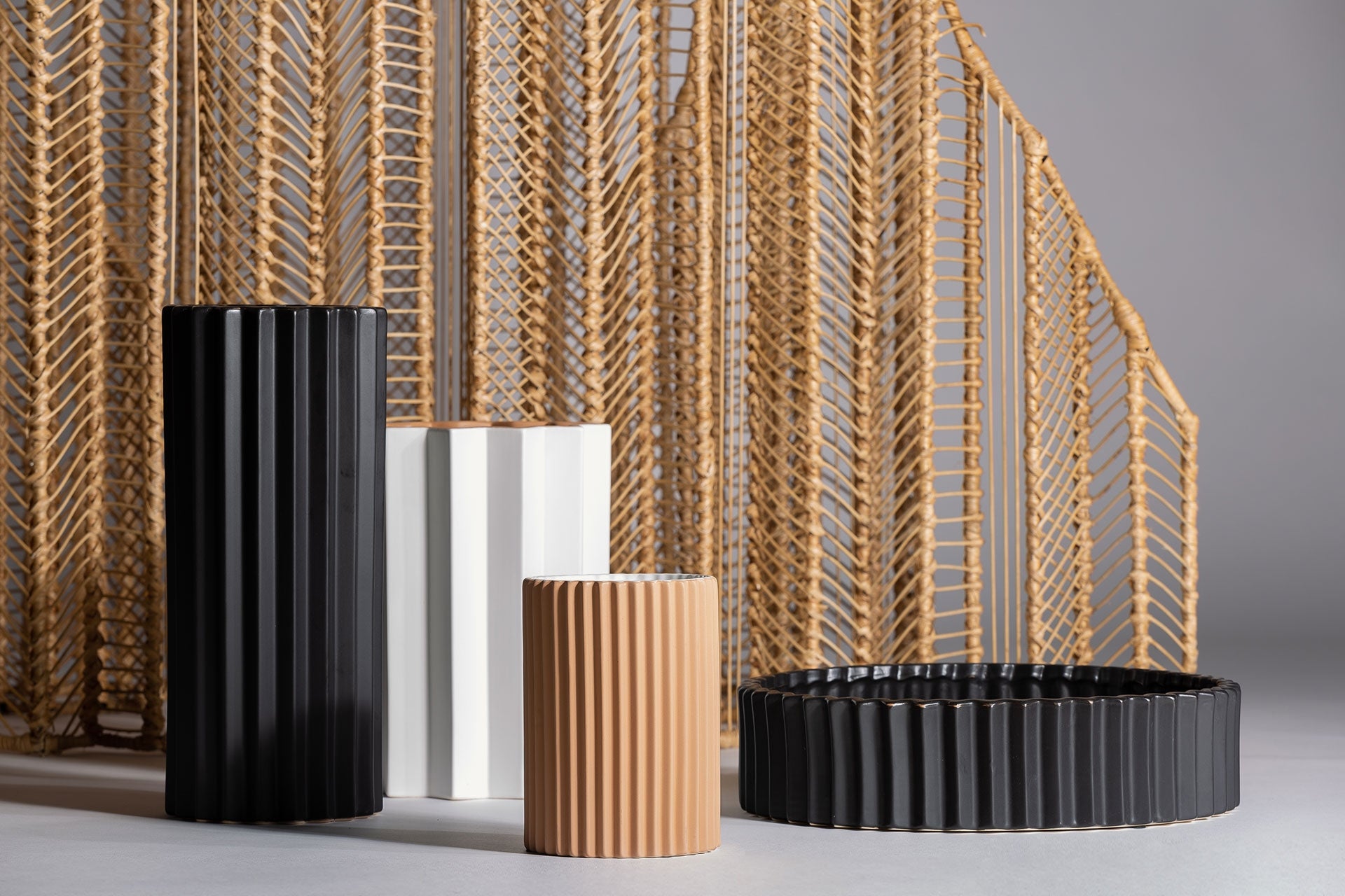 Vase céramique marron art déco | VICAL Plissé Stone | REMO-HOME, mobilier design et décoration d'intérieur