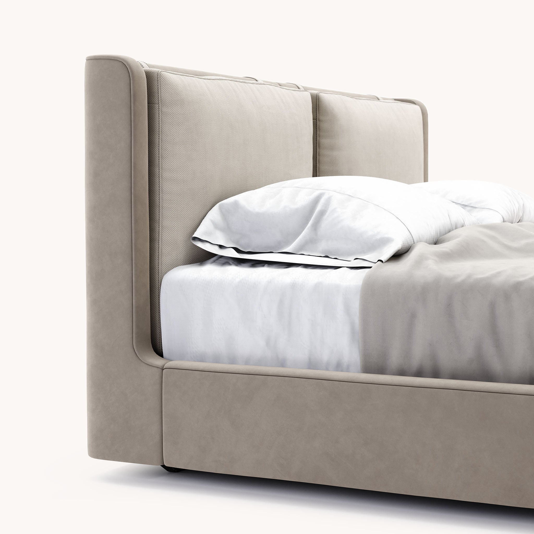 Cama de microfibra beige | Domkapa Kelsi