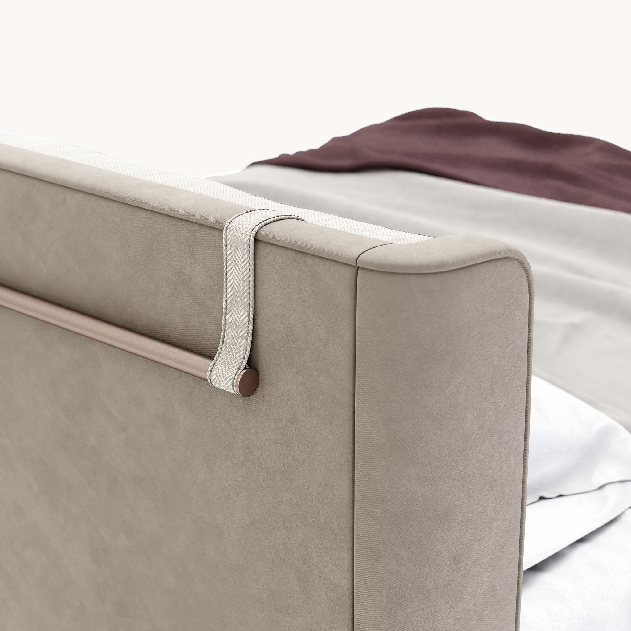 Cama de microfibra beige | Domkapa Kelsi