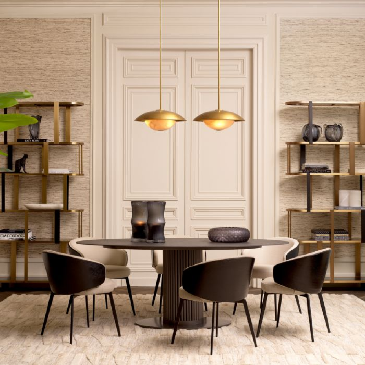 Étagère en laiton brossé et verre fumé | Eichholtz Clio | REMO-HOME, mobilier et décoration d'intérieur