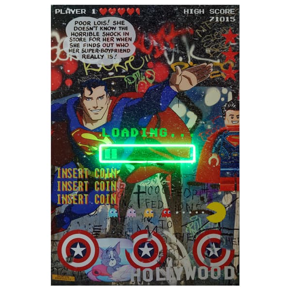 Sculpture néon Neon - Superman Loading (medium) | Andrew Martin - vue principale | REMO-HOME