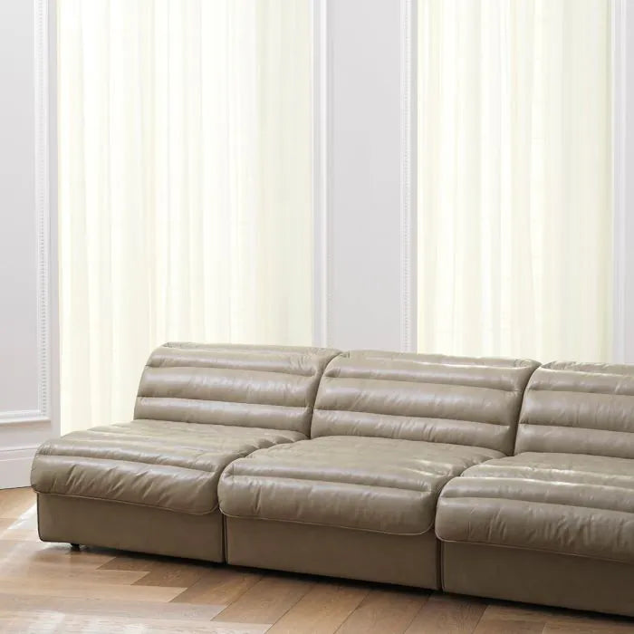 Canapé modulable 3 places en cuir beige | Eichholtz Dunemore