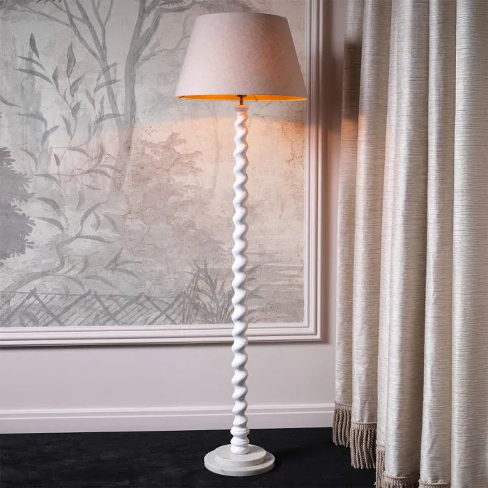 Lampadaire design blanc et pied marbre | Eichholtz Massimo