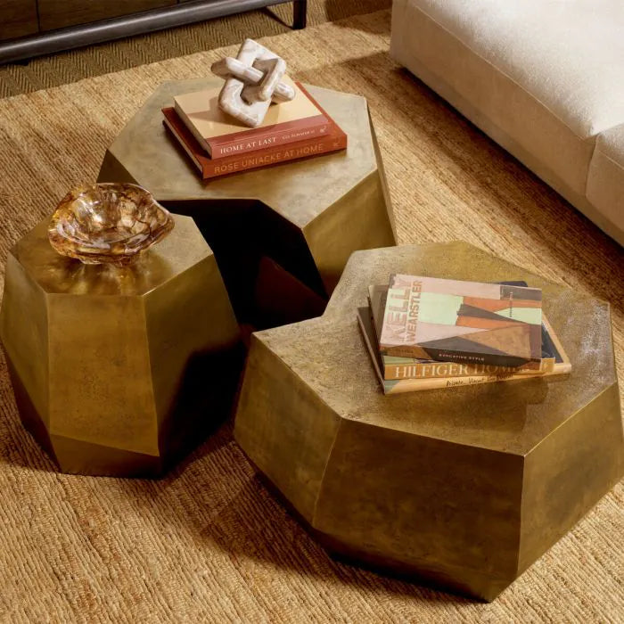 Table basse dorée cylindrique en laiton (lot de 2) | Eichholtz Urbino