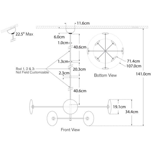 Plafonnier Calvino Radial Chandelier Brass/Iron | Andrew Martin - vue de détail | REMO-HOME
