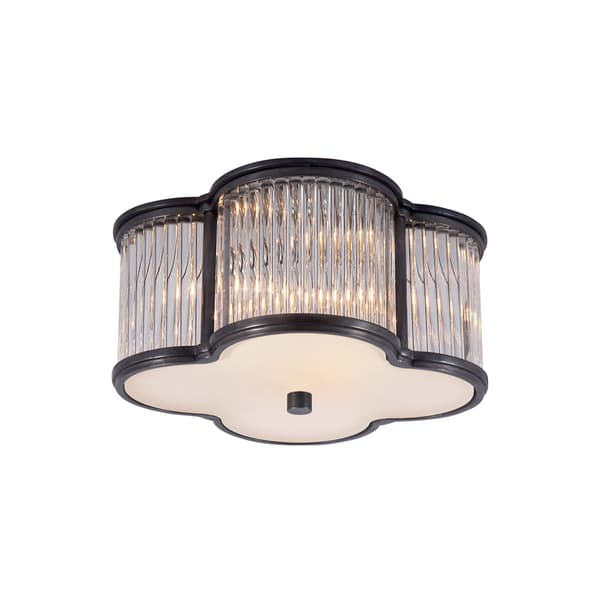 Plafonnier Basil Flush Gunmetal Gun Metal & Glass | Andrew Martin - vue principale | REMO-HOME