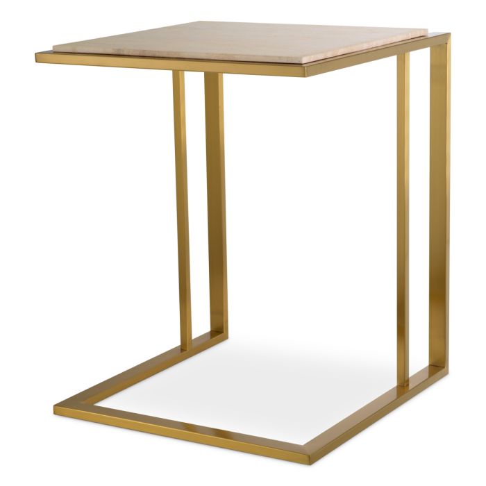 Table d'appoint en laiton brossé et travertin | Eichholtz Cocktail