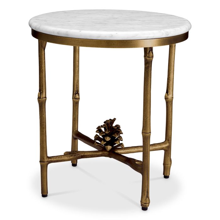 Table d'appoint dorée en marbre blanc | Eichholtz Pigna