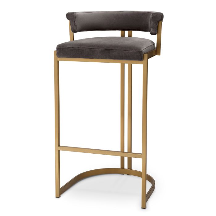 Chaise de bar dorée en velours marron | Eichholtz Dante