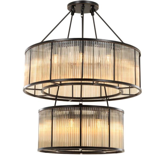 Lustre en bronze et en verre vintage | Eichholtz Bernardi