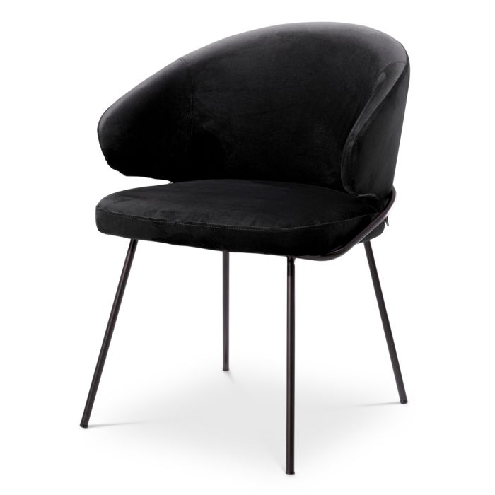 Chaise de salle à manger en veloirs noir | Eichholtz Kinley