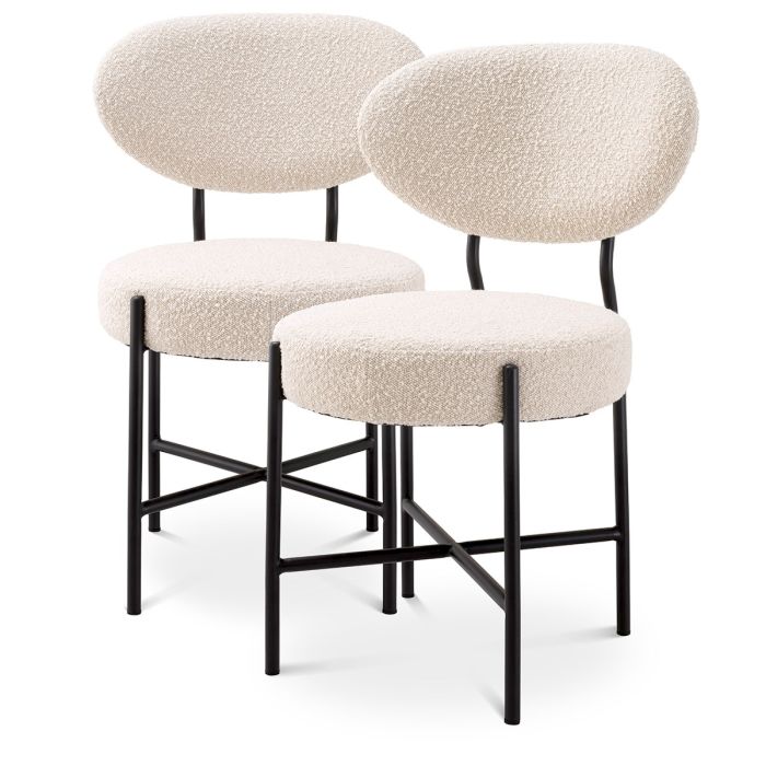 Chaise de salle à manger bouclé crème (lot de 2) | Eichholtz Vicq