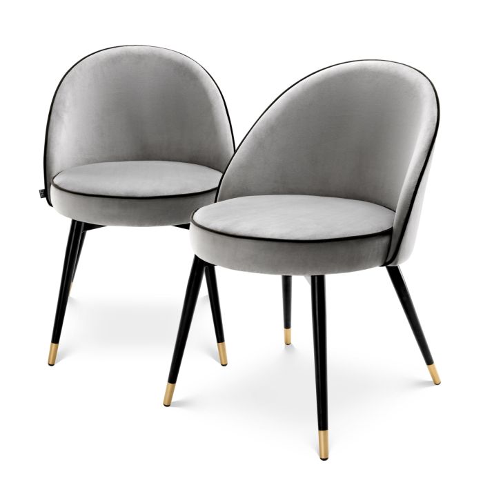 Chaise de salle à manger en velours gris clair (lot de 2) | Eichholtz Cooper