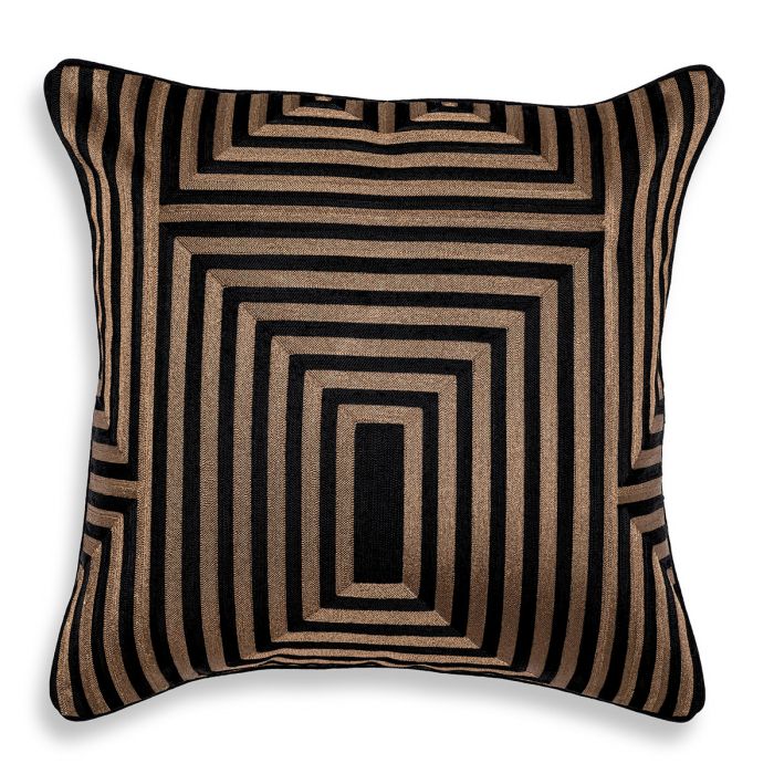 Coussin carré en tissu doré/noir | Eichholtz Spray