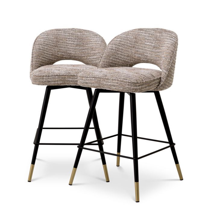Chaise de comptoir en tissu beige (lot de 2) | Eichholtz Cliff