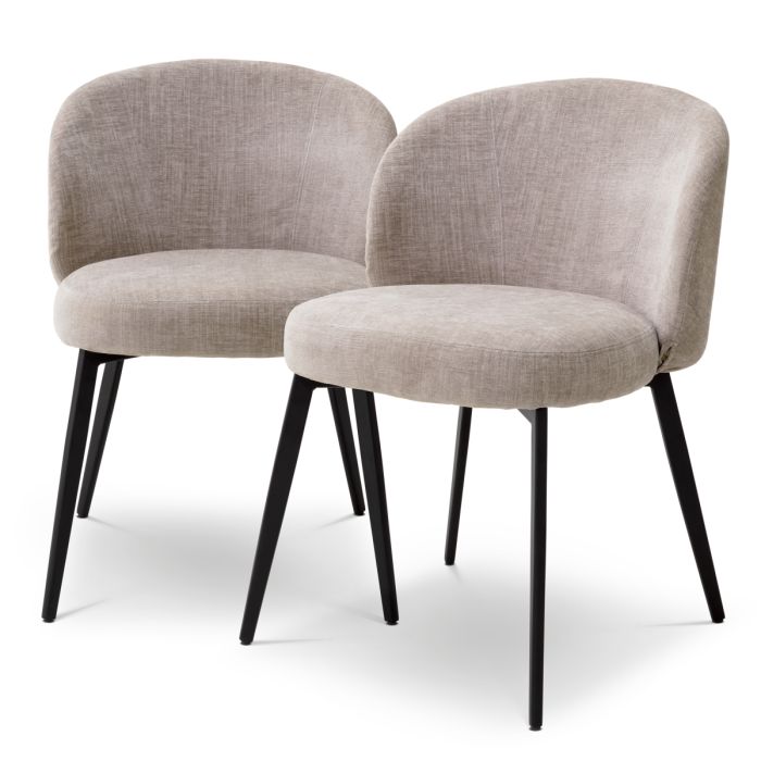 Chaise de salle à manger en tissu gris (lot de 2) | Eichholtz Lloyd