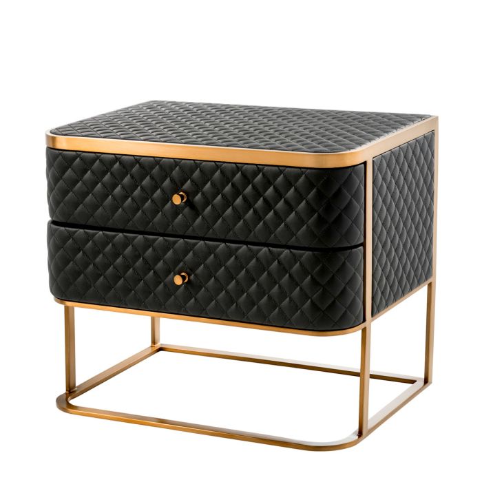 Table de chevet en similicuir noir | Eichholtz Monfort