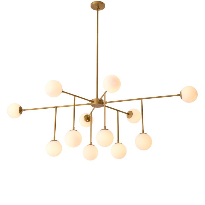 Lustre doré en verre blanc | Eichholtz Aram