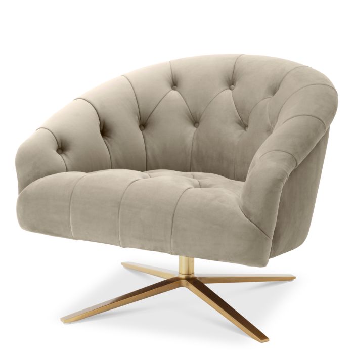 Fauteuil pivotant en velours greige | Eichholtz Gardner