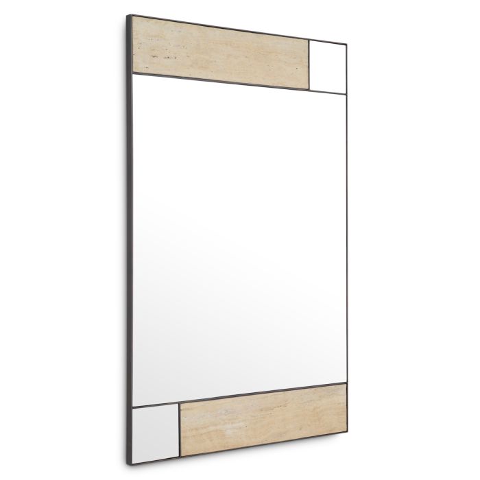 Miroir rectangulaire en bronze et travertin | Eichholtz Cosimo