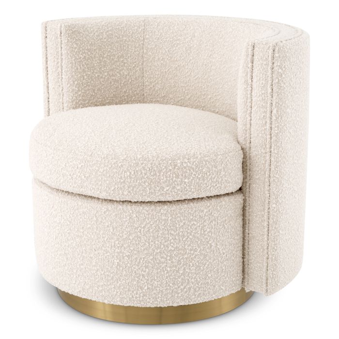 Fauteuil pivotant bouclé crème | Eichholtz Amanda