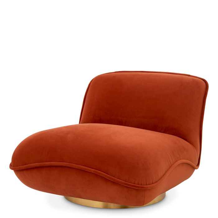 Fauteuil pivotant en velours orange | Eichholtz Relax