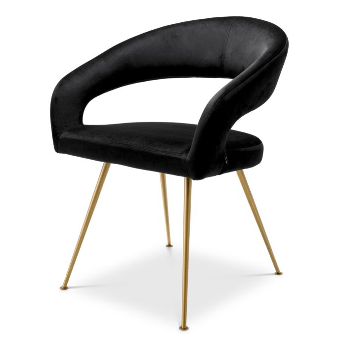 Chaise de salle à manger en velours noir | Eichholtz Bravo