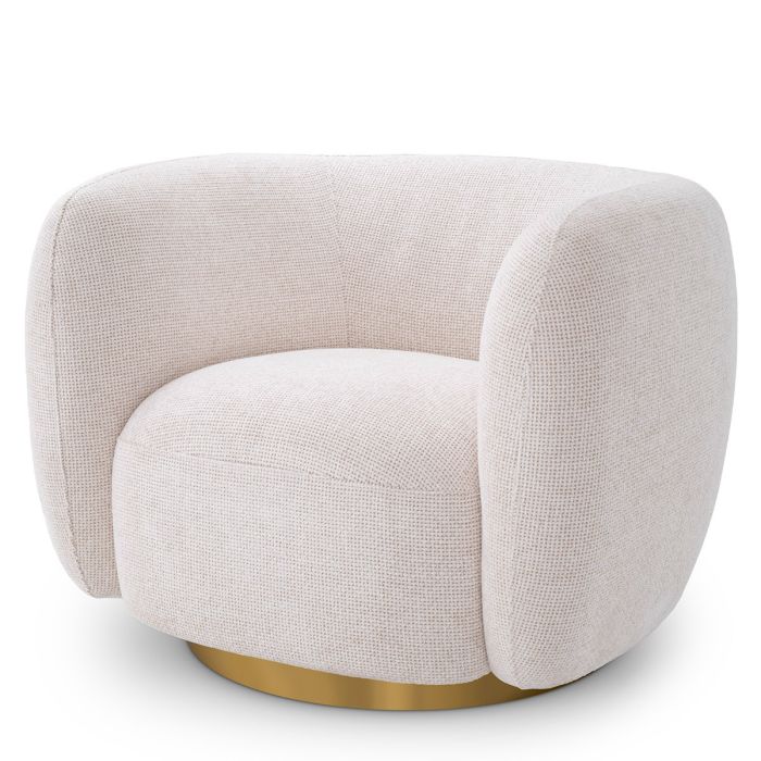 Fauteuil pivotant en tissu blanc cassé | Eichholtz Roxy