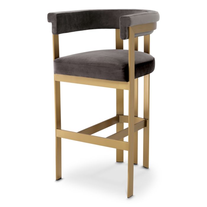 Chaise de bar en velours gris | Eichholtz Clubhouse
