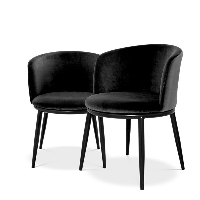 Chaise de salle à manger en velours noir (lot de 2) | Eichholtz Filmore