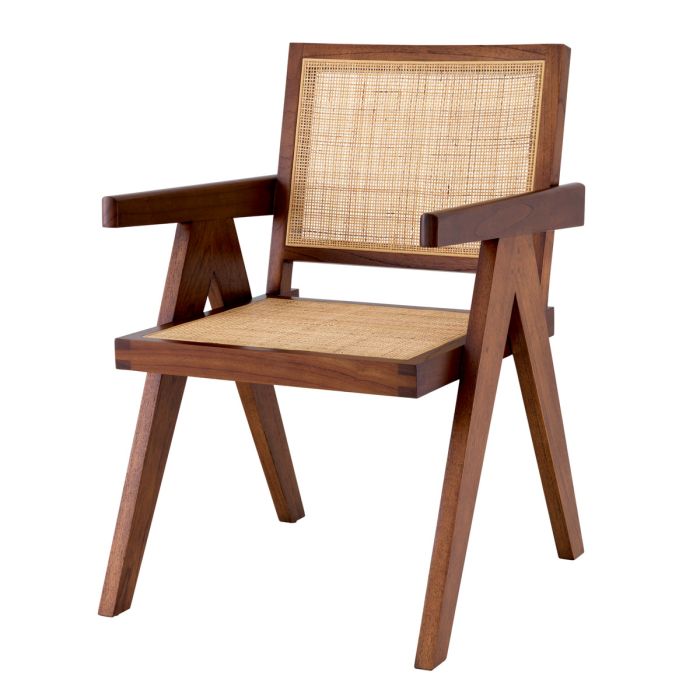 Chaise de salle à manger marron en rotin | Eichholtz Aristide