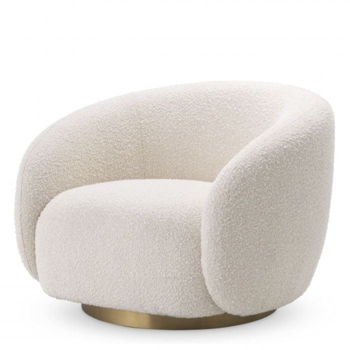 Fauteuil pivotant bouclé crème | Eichholtz Brice