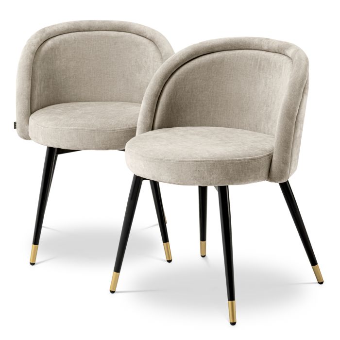 Chaise de salle à manger en tissu sable (lot de 2) | Eichholtz Chloé