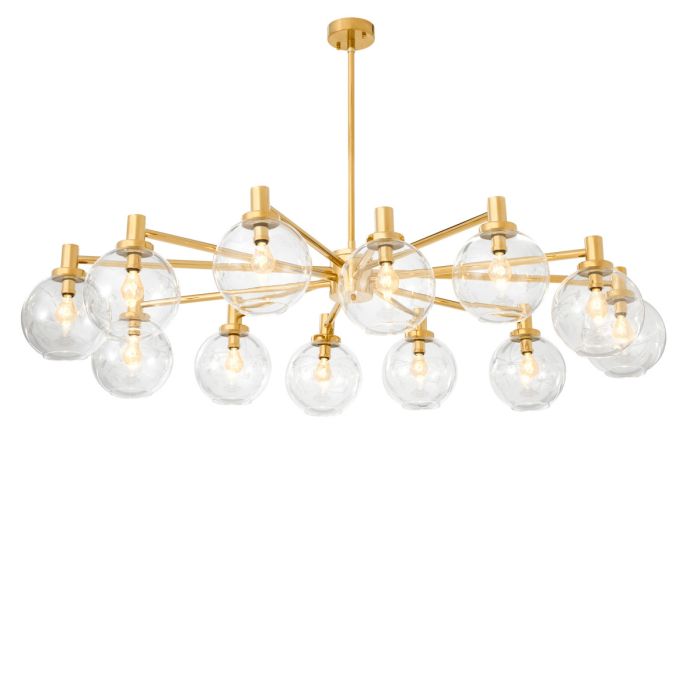 Lustre doré en verre transparent | Eichholtz Selva