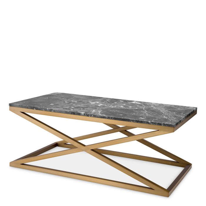 Table basse dorée en marbre gris | Eichholtz Criss Cross