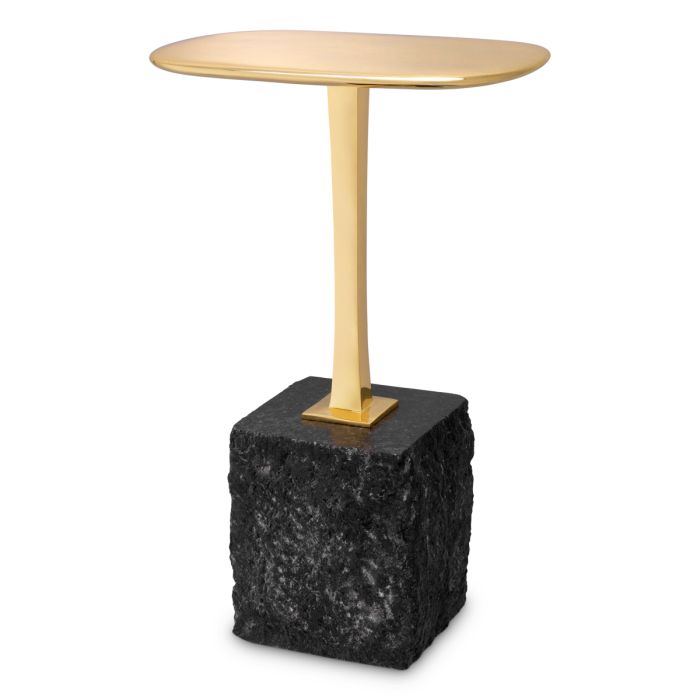 Table d'appoint dorée en granit noir | Eichholtz Kayan S