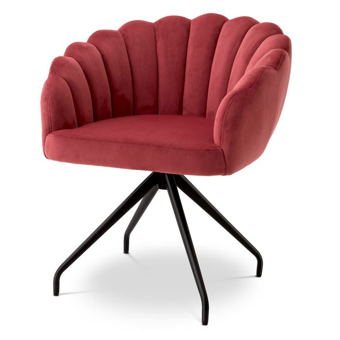 Chaise de salle à manger pivotante en velours rouge | Eichholtz Luzern