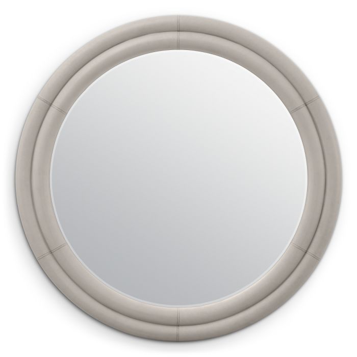 Miroir rond en cuir gris | Eichholtz Bastioni