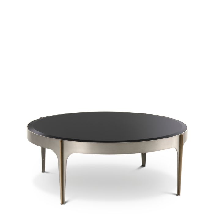 Table basse en verre noir et métal brossé | Eichholtz Artemisa S