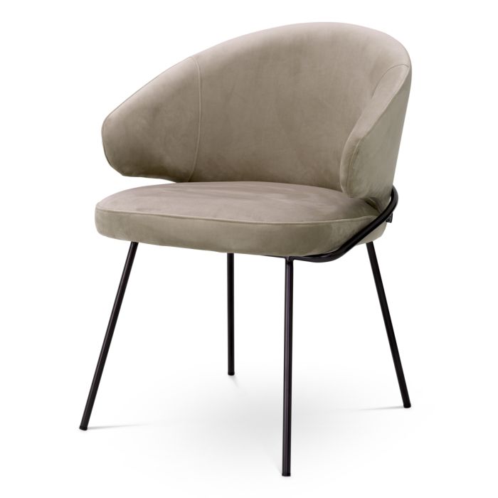 Chaise de salle à manger en velours greige | Eichholtz Kinley