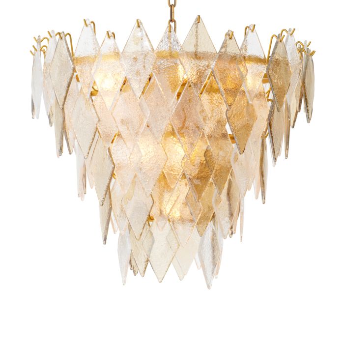 Lustre en laiton et verre soufflé | Eichholtz Rhombus S