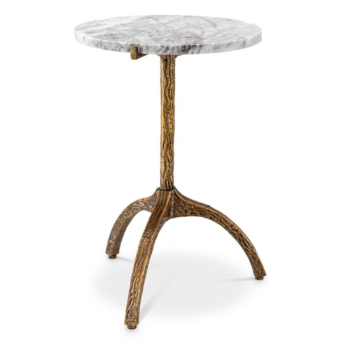 Table d'appoint ovale dorée en marbre blanc | Eichholtz Cortina