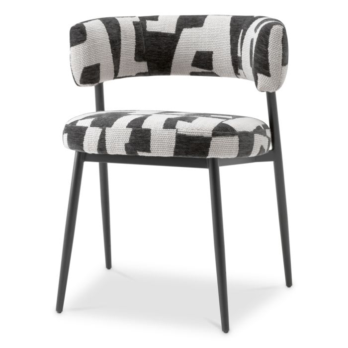 Chaise de salle à manger en tissu noir et blanc | Eichholtz Folsom