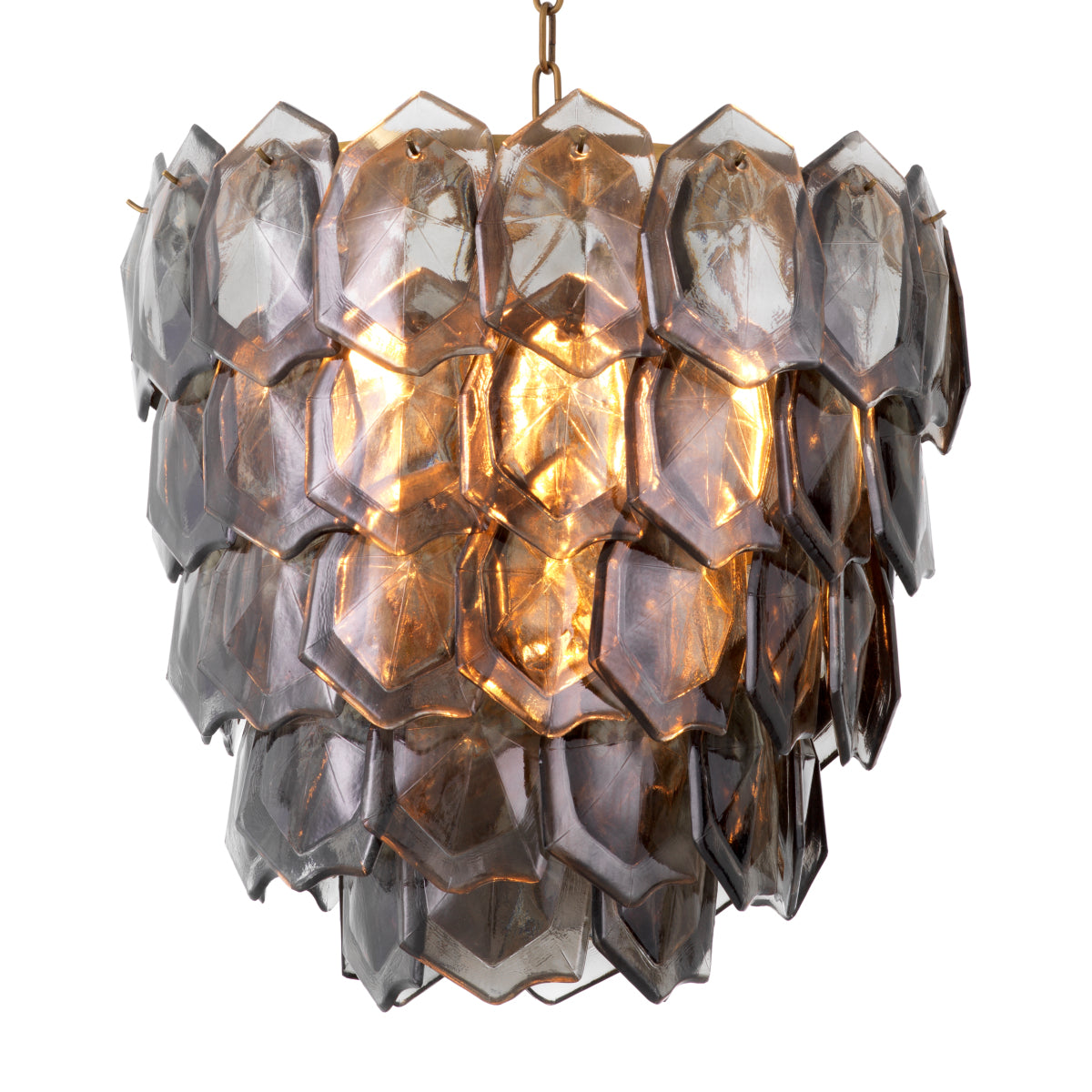 Chandelier en laiton vintage et verre fumé | Eichholtz Elias - vue principale | REMO-HOME